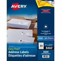 Avery&reg; Easy Peel&reg; Address Labels 1" x 2-5/8" Inkjet 3,000/box