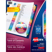 Avery&reg; Ready Index&reg; Table of Contents Dividers Coloured A-Z