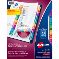 Avery&reg; Ready Index&reg; Table of Contents Dividers Coloured 1-31