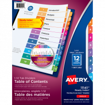 Avery&reg; Ready Index&reg; Table of Contents Dividers Coloured 1-12