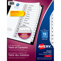 Avery&reg; Ready Index&reg; Table of Contents Dividers Black and White 1-15