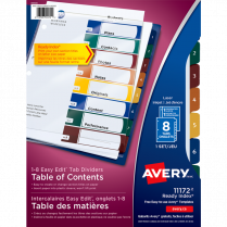 Avery&reg; Ready Index&reg; Table of Contents Dividers Easy Edit 1-8