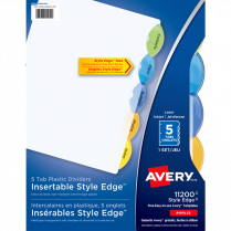 Avery&reg; Style Edge Insertable Dividers Assorted Colours 5-Tabs