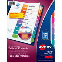Avery&reg; Ready Index&reg; Table of Contents Dividers Coloured Plain 10-Tabs 6 sets/pkg