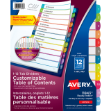 Avery&reg; Ready Index&reg; Customizable Table of Contents Dividers 1-12 Tabs
