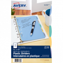 Avery&reg; Write-On Dividers 8-1/2" x 5-1/2" 5 Tabs Assorted Colours