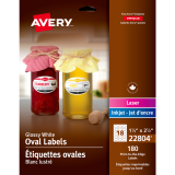 Avery&reg; Print-to-the-Edge Oval Labels 1-1/2" x 2-1/2" Glossy 180/pkg