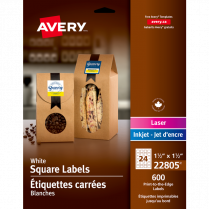 Avery&reg; Print-to-the-Edge Square Labels 1-1/2" x 1-1/2" 600/pkg