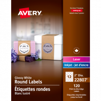 Avery&reg; Print-to-the-Edge Round Labels 2" Glossy 120/pkg