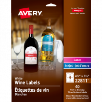 Avery&reg; Print-to-the-Edge Wine Labels 4-3/4" x 3-1/2" White 40/pkg
