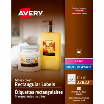 Avery&reg; Print-to-the-Edge Rectangular Labels 2" x 3" Glossy Clear 80/pkg