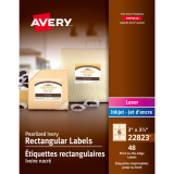 Avery&reg; Print-to-the-Edge Rectangular Labels 3" x 3-3/4" Pearlized Ivory 48/pkg