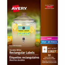 Avery&reg; Print-to-the-Edge Rectangular Labels 4-3/4" x 3-1/2" Removable White 32/pkg
