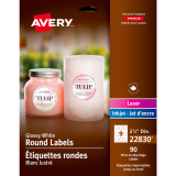 Avery&reg; Print-to-the-Edge Round Labels 2-1/2" Glossy White 90/pkg