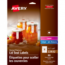 Avery&reg; Print-to-the-Edge Hemp Lid Seal Labels 1-1/2" x 4" Beige 80/pkg