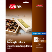 Avery&reg; Print-to-the-Edge Rectangular Labels 1-1/3" x 4" Gold 70/pkg