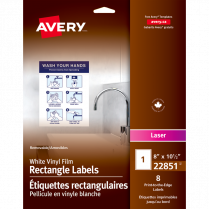 Avery&reg; Print-to-the-Edge Vinyl Signs 8-1/2" x 11" White 8/pkg
