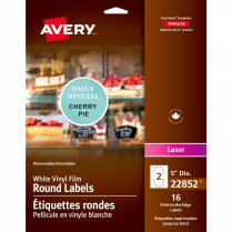 Avery&reg; Print-to-the-Edge Vinyl Signs 5" Round White 16/pkg