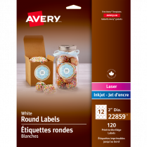 Avery&reg; Print-to-the-Edge Round Labels 2" Matte White 120/pkg