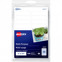 Avery&reg; Print or Write Multi-Purpose Removable Labels 1/2" x 1-3/4" 400/pkg