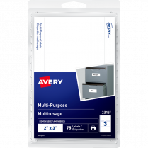 Avery&reg; Print or Write Multi-Purpose Removable Labels 3" x 2" 75/pkg