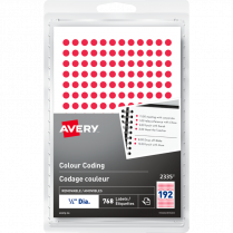 Avery&reg; Colour Coding Labels Round Non-Printable 1/4" Red 768/pkg