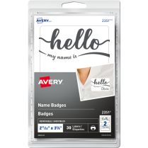 Avery&reg; Print or Write Name Badges Hello My Name Is 30/pkg
