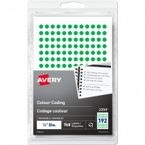 Avery&reg; Colour Coding Labels Round Non-Printable 1/4" Green 768/pkg