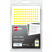 Avery&reg; Colour Coding Labels Round Non-Printable 1/4" Yellow 768/pkg