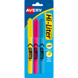 Avery&reg; Pen Style HI-LITER&reg; Chisel Tip Assorted Colours 3/pkg