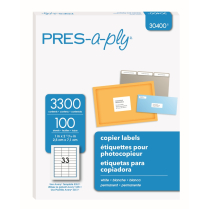 PRES-a-ply&reg; Copier Labels Permanent 1" x 2-3/4" 3,300/box