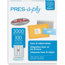 PRES-a-ply&reg; Permanent Laser/Inkjet Labels 2-5/8" x 1 3,000/box