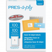 PRES-a-ply&reg; Permanent Laser/Inkjet Labels 8-1/2" x 11" 100/box