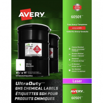 Avery&reg; UltraDuty GHS Chemical Labels 8-1/2" x 11" White 50/pkg