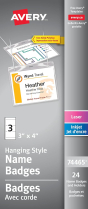 Avery Hanging Name Badge Kit 3" x 4" 24/pkg