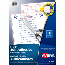 Avery&reg; Self Adhesive Laminating Sheets 9" x 12" 50/box
