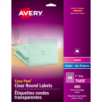 Avery&reg; Easy Peel&reg; Clear Labels Round 1" 480/pkg