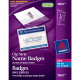 Avery&reg; Name Badge Kit Clip Holder 3" x 4" 75/box