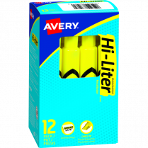 Avery&reg; HI-LITER&reg; Chisel Tip Fluorescent Yellow 12/box
