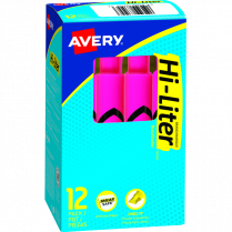 Avery&reg; HI-LITER&reg; Chisel Tip Fluorescent Pink 12/box