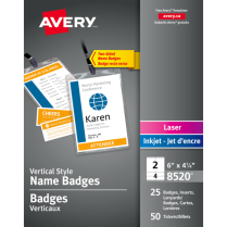 Avery&reg; Vertical Style Two Sided Name Badge Kit 6"x 4-1/4" 25 sheets/kit