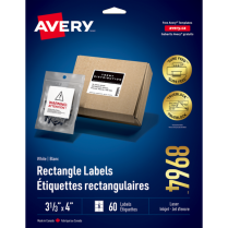 Avery&reg; TrueBlock&trade; Shipping Labels 3-1/3" x 4" Laser/Inkjet 60/pkg