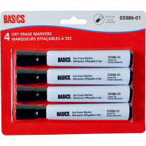 Basics&reg; Dry Erase Whiteboard Markers Chisel Tip Black 4/pkg