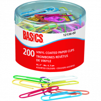 Basics&reg; Vinyl Coated Paper Clips #4 2" 200/pkg