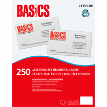 Basics&reg; Business Cards Laser & Inkjet White 250/pkg