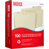 Basics&reg; Recycled Reversible File Folders Letter Manila 100/box