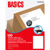 Basics&reg; Mailing Labels Laser 8-1/2" x 11" 100/box