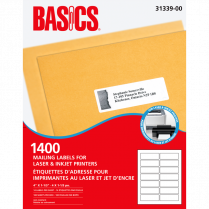 Basics&reg; Mailing Labels Laser 4" x 1-1/3" 1,400/box