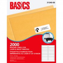 Basics&reg; Mailing Labels Laser 4" x 1" 2,000/box