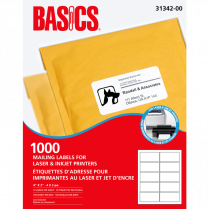 Basics&reg; Mailing Labels Laser 4" x 2" 1,000/box